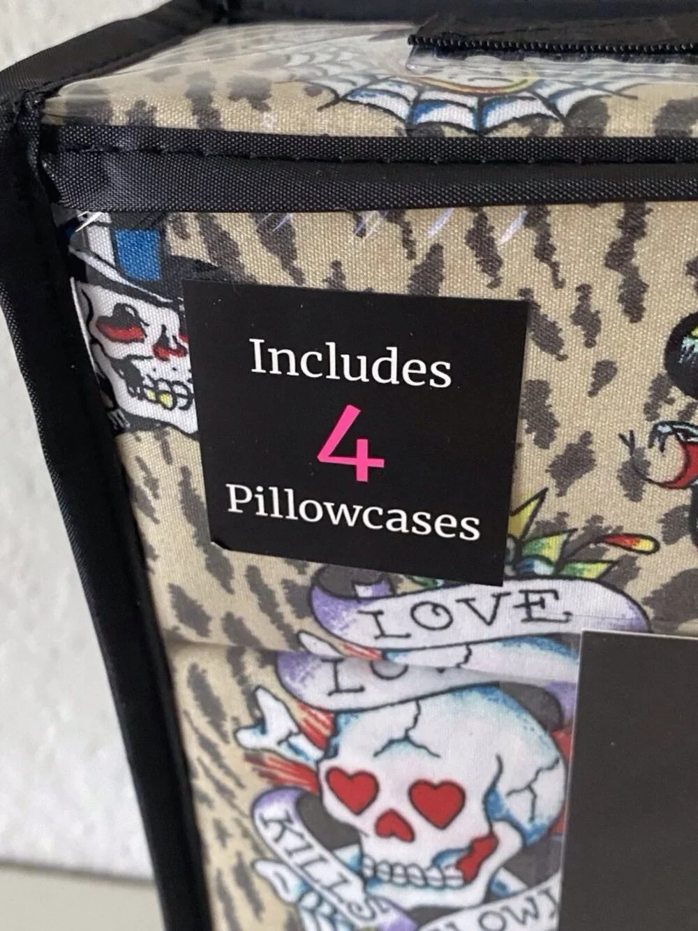 6 PC Ed Hardy QUEEN SIZE Sheet Set Skulls‎ Heart Leopard Animal Print NEW